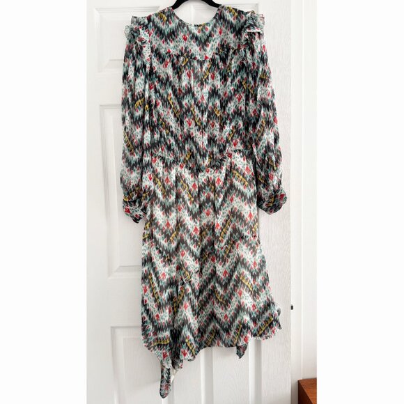 Isabel Marant Etoile "Enna" Asymetrical Printed Silk Dress, size 40 (fits 8/10) - Picture 9 of 10